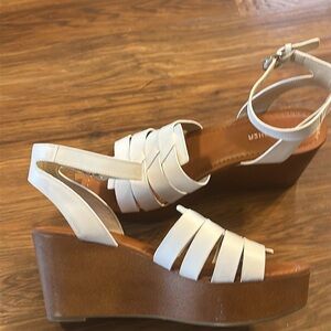 White Strappy wedge sandals